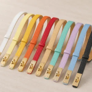 Adjustable leather belt with quick buckle