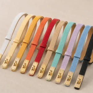 Adjustable suede leather belt with quick buckle