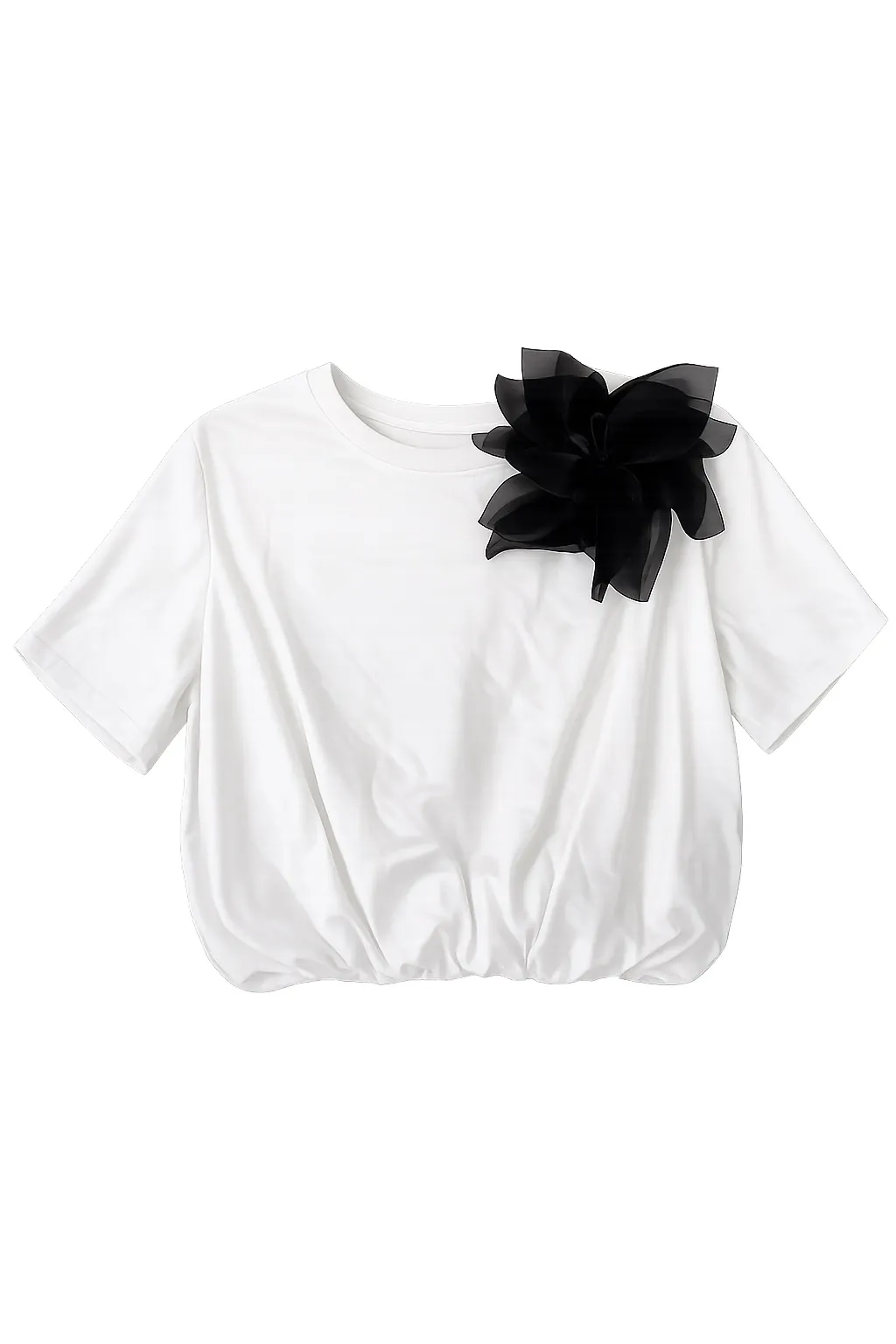 Blouse with organza flower applique - Image 2