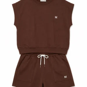 Casual sleeveless sweatshirt and shorts set