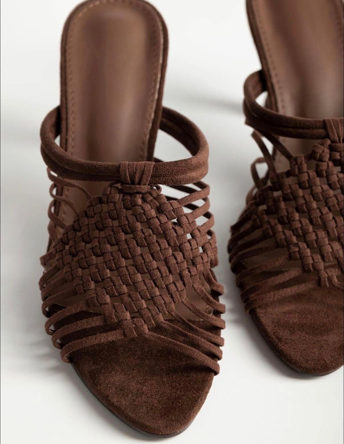Woven heeled sandals