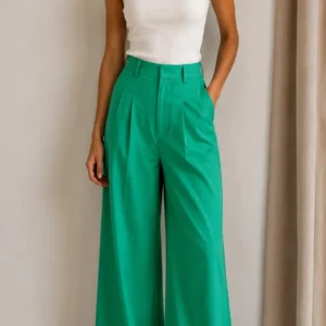 Linen wide leg trousers