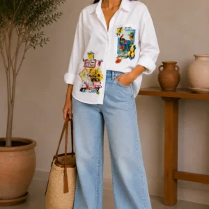 Long shirt with artistic print