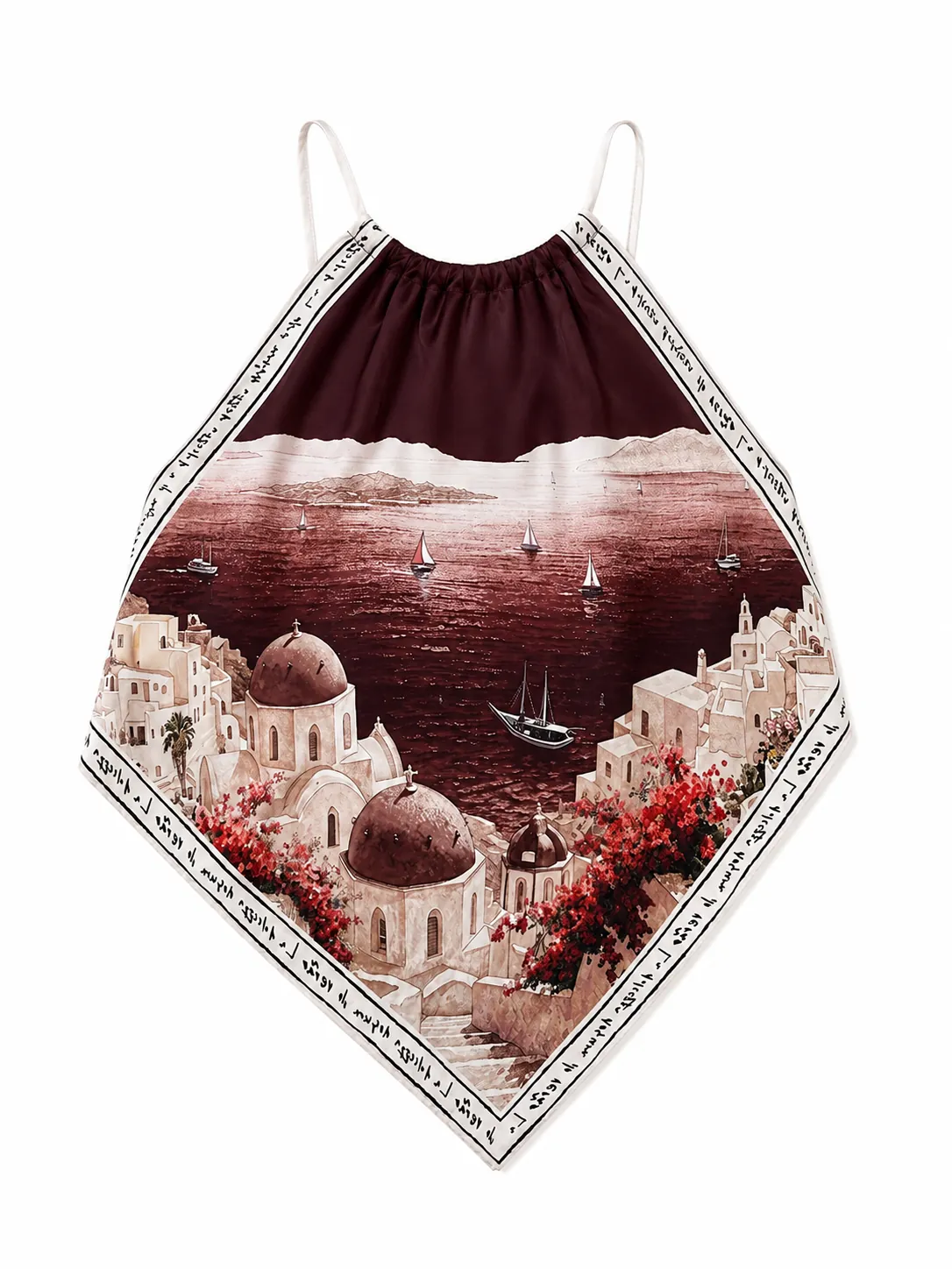 Mediterranean print scarf top - Image 2
