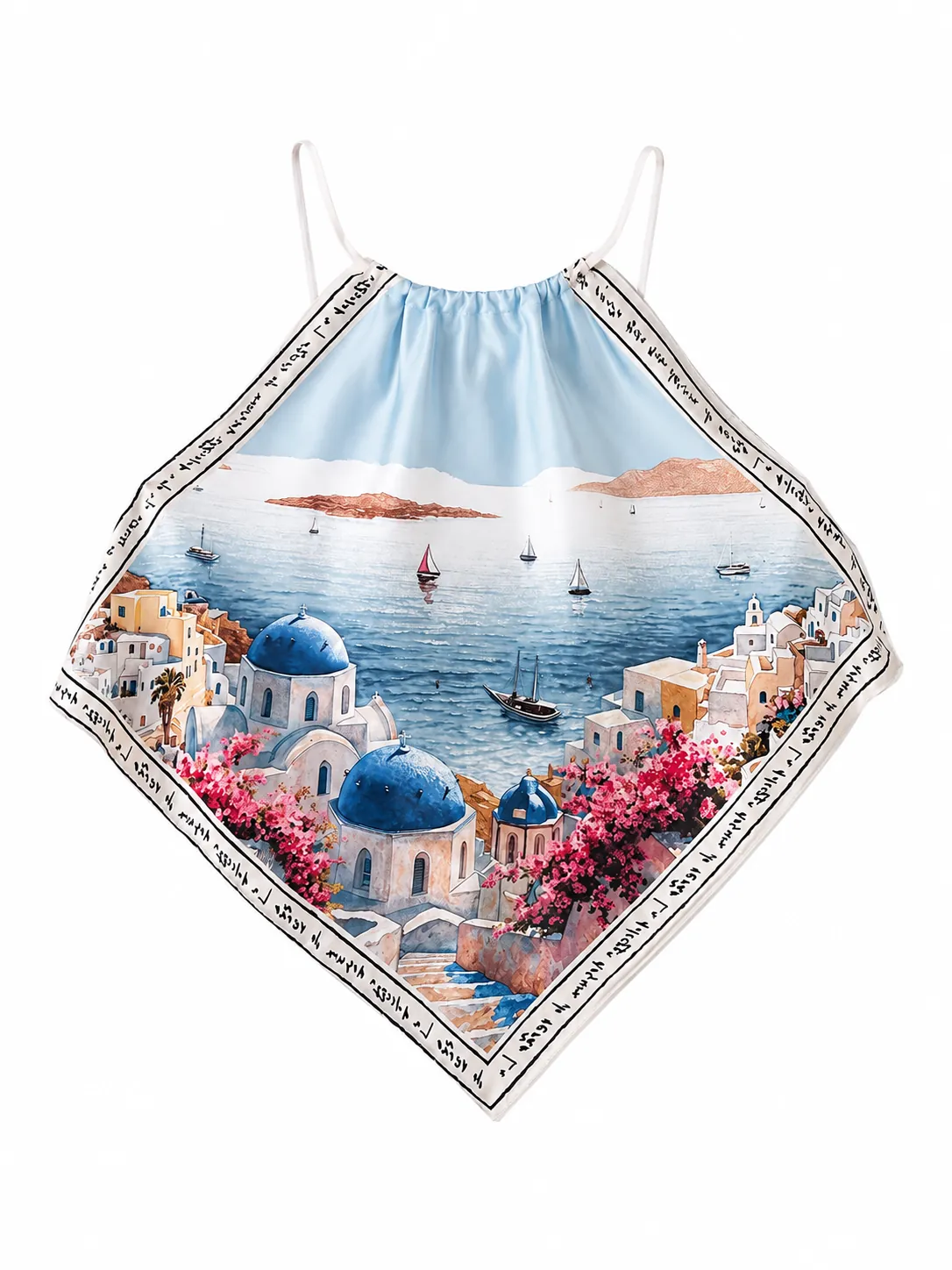 Mediterranean print scarf top - Image 4