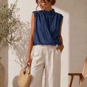 Sleeveless Blouse with Knot