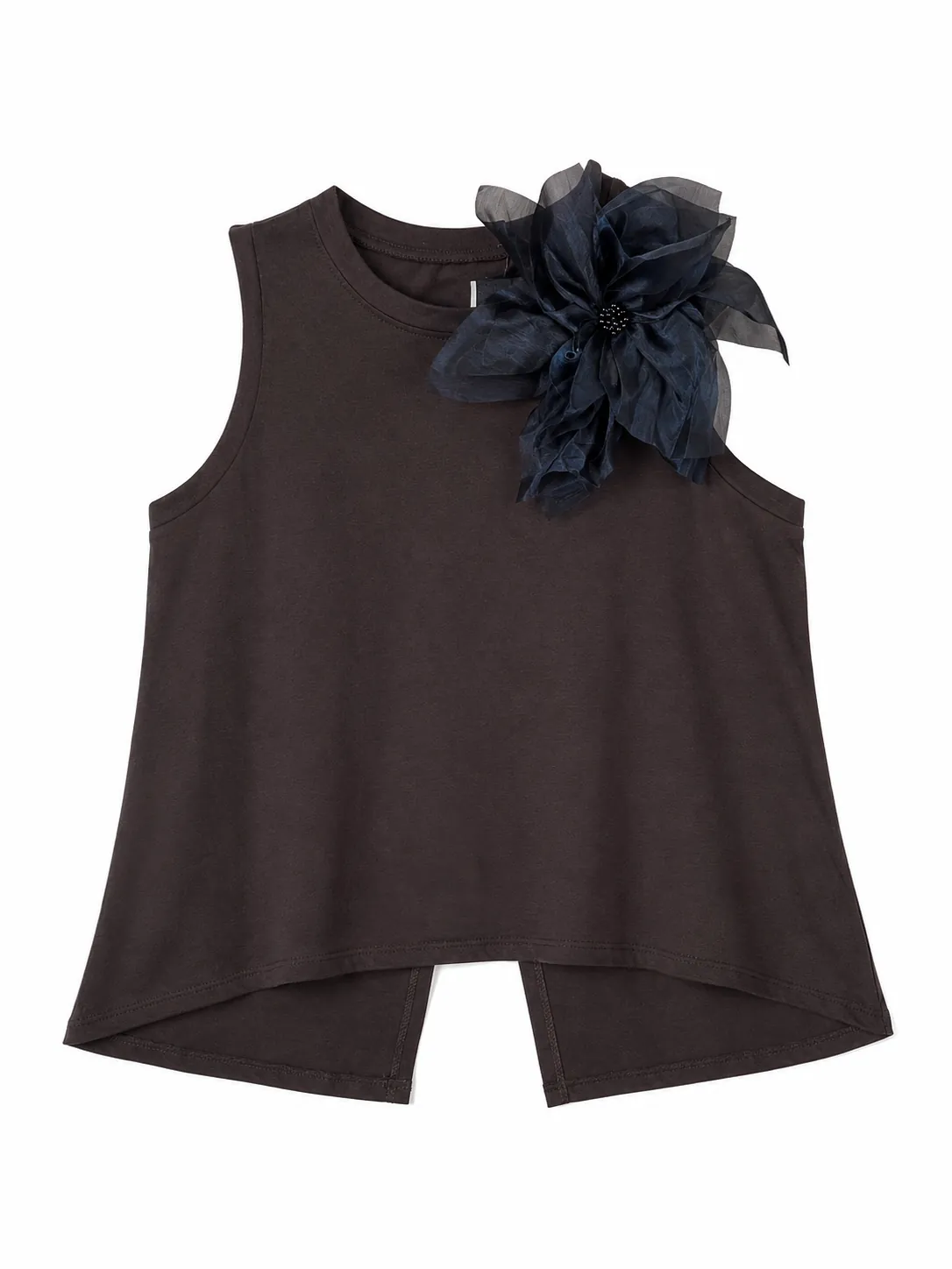 Sleeveless top with floral detail and open back