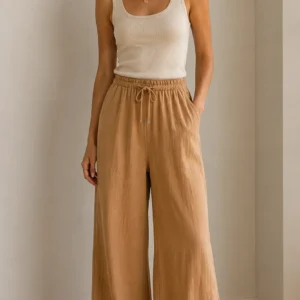 Soft trousers with elastic waistband