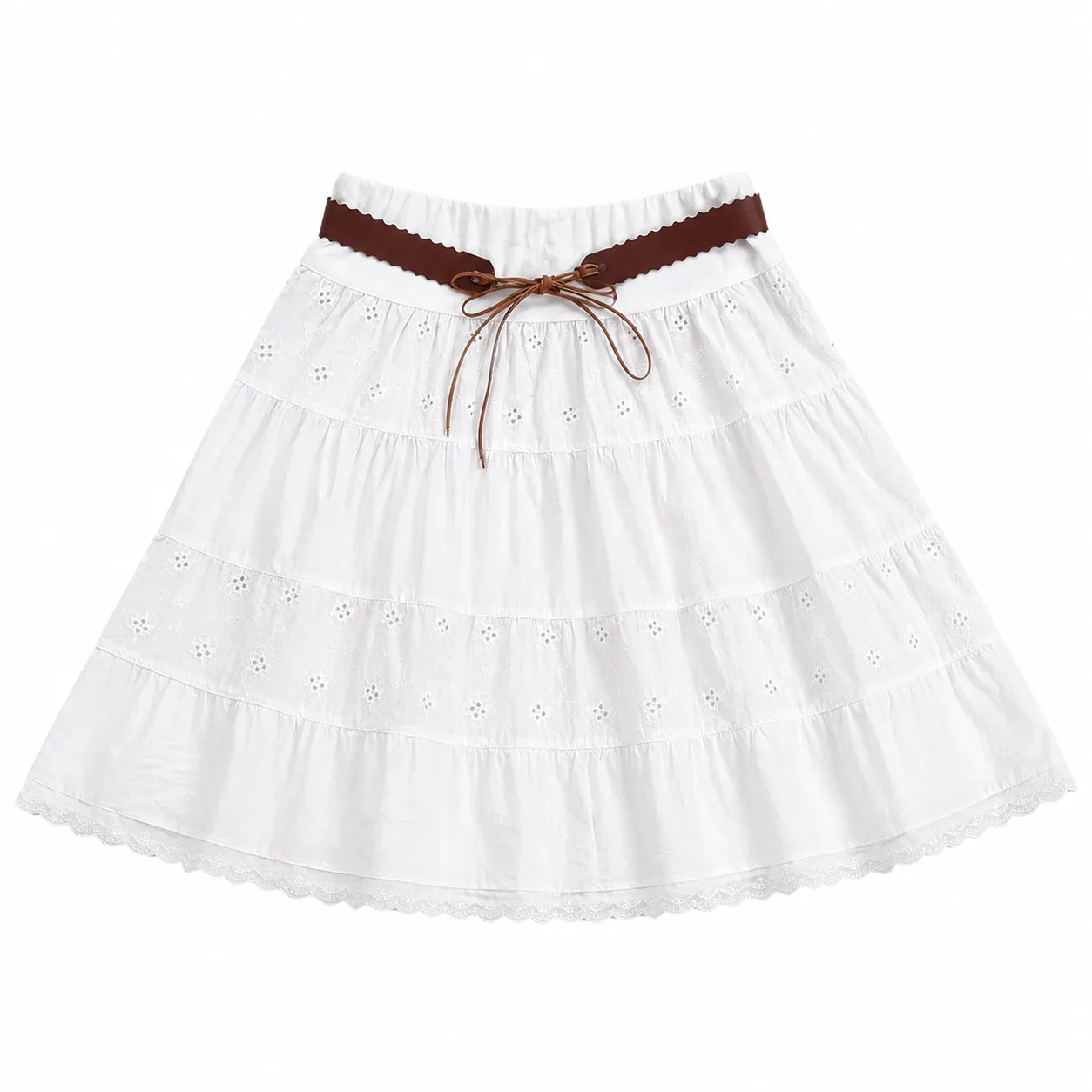 Tiered Mini Skirt with Belt - Image 2