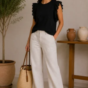 Top with lace ruffle sleeves