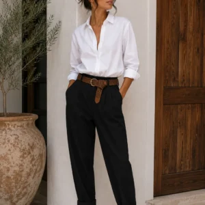 Trousers with braided belt