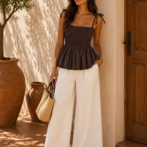 Chocolate Crochet Peplum Top