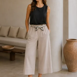 Comfort Belt Palazzo Trousers