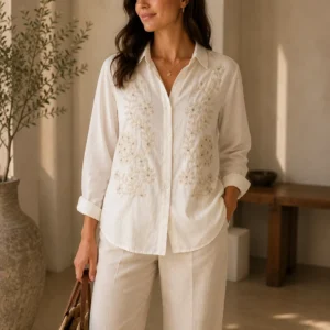 Floral Embroidery Shirt