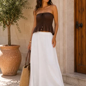 Flowy Linen-Effect Skirt