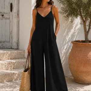 Flowy Palazzo Jumpsuit with Thin Straps