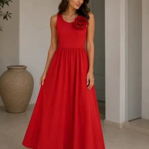 Maxi Dress with Floral Appliqué