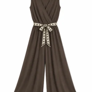 Palazzo Jumpsuit with Embroidered Belt