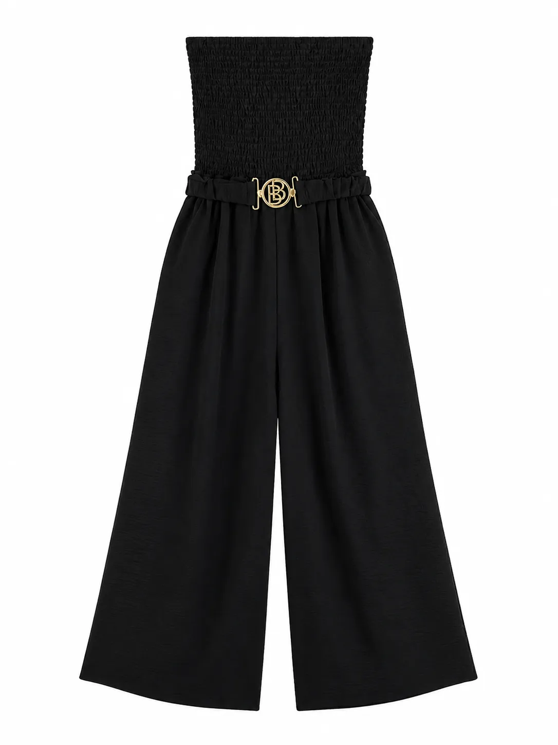 Palazzo Jumpsuit with Smocked Bodice and Jewel Belt - Image 5