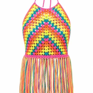 Rainbow Crochet Fringe Top