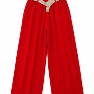 Wide-Leg Trousers with Braided Belt