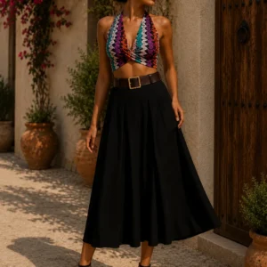Belted Midi Skirt