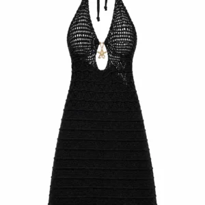 Crochet Halter Mini Dress