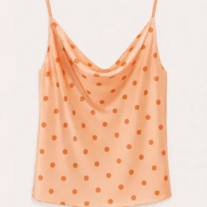 Peach Polka Dot Satin Cami Top