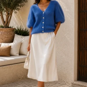 Puff-Sleeve Mohair Cardigan