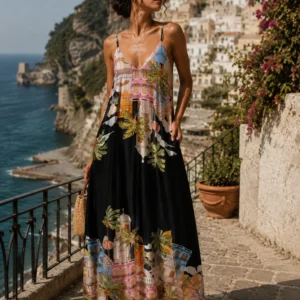 Scenic Print Maxi Dress