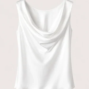 Sleeveless Satin Drape Top