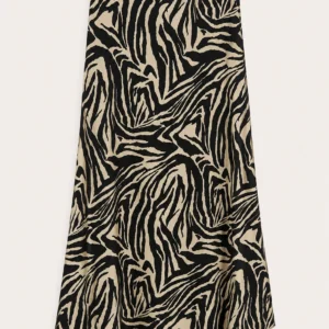 Zebra Satin Midi Skirt