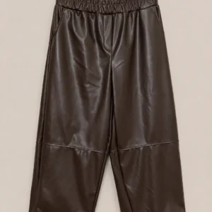 Faux-Leather Wide Trousers