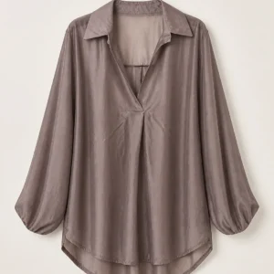 Pleated V-Neck Blouse