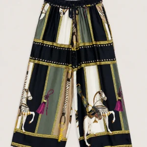 Saténové Culottes s Jezdeckým Motivem