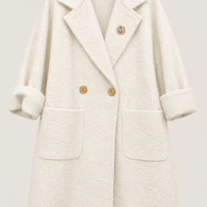 Textured Double-Breasted Longline Jacket