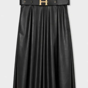 Pleated Eco-Leather Skirt