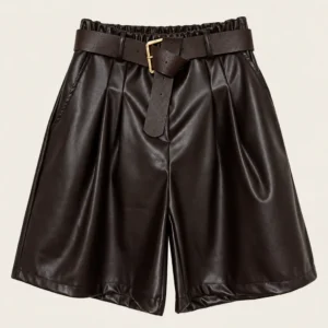 Belted Faux Leather Shorts