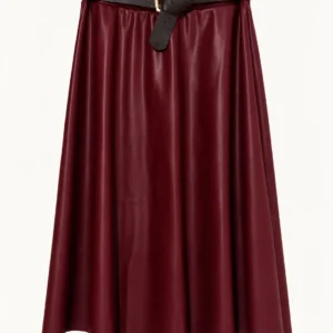 Flared Faux Leather Skirt