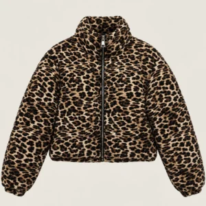 Rhinestone Leopard Padded Jacket