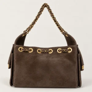 Suede Shoulder Bag with Chain