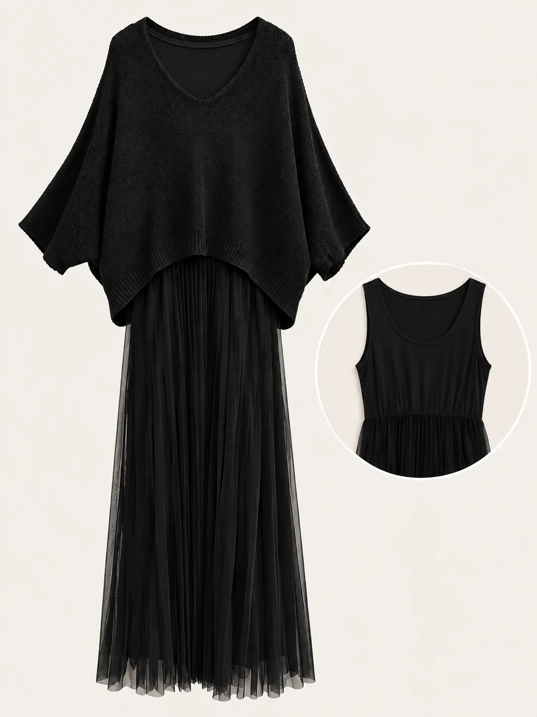 Knit Layered Dress Set - Image 3