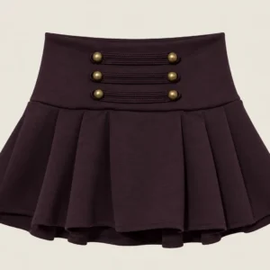 Button Pleated Mini Skirt
