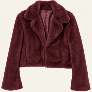 Cropped Lapel Faux-Fur Jacket