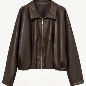 Faux-Leather Bomber Jacket