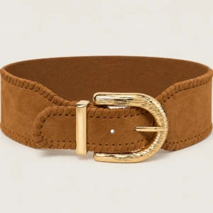 Textured Buckle Stretch Belt