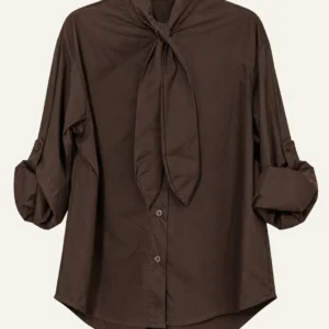 Tie-Neck Cotton Shirt
